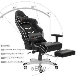 JL Comfurni Racing Gaming Office Chair Footrest Swivel Lift Recliner Large Size