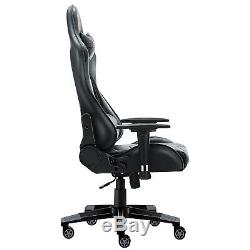JL Comfurni Racing Gaming Office Chair Swivel Recline Leather Home Computer Desk