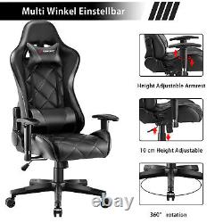 JL Comfurni Racing Home Office Chair Gaming Adjustable Recliner Leather Computer