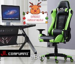 JL Comfurni Reclining Office Gaming Chair Racing Sport Computer Swivel Leather