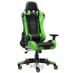 JL Comfurni Reclining Office Gaming Chair Racing Sport Computer Swivel Leather