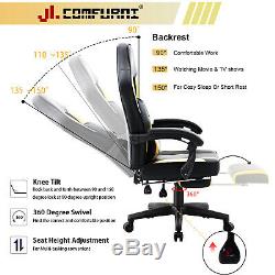 Jl Comfurni Racing Gaming Chair Adjustable Recliner Leather Home Office Chair