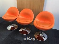 Johanson Orange Leather Ball Reception Breakout Office Chairs