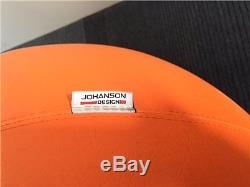 Johanson Orange Leather Ball Reception Breakout Office Chairs