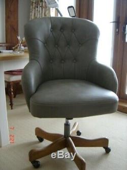 John Lewis Benedict leather office chair Grey / green collect Herts