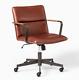 John Lewis Cooper Mid Century Swivel Leather Office Chair, Oxblood Rrp £699
