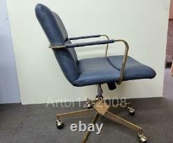 John Lewis west elm Cooper Mid-Century Leather Office Chair, Blue RRP£699 (3619)