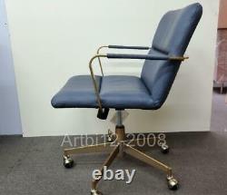John Lewis west elm Cooper Mid-Century Leather Office Chair, Blue RRP£699 (3619)