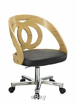 Jual Furnishings PC606 Retro Vintage Style Curve Office Desk Chair Oak & leather