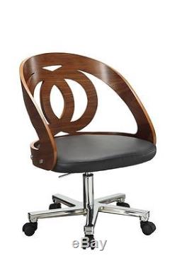 Jual Furnishings PC606 Retro Vintage Style Curve Office Desk Chair Walnut
