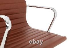 Julian Bowen Gio Office Desk Computer Chair Brown Leather Chrome Adjustable