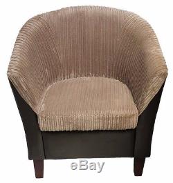 Jumbo Cord Fabric Leather Tub Chair Sofa Armchair for Dining Room Living Office