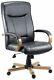 Kingston Luxury Light Oak Leather Executive Office Swivel Computer Chair Black