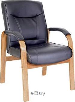 KINGSTON' Oak Elegant Leather/ Wood Reception Chair