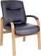Kingston' Oak Elegant Leather/ Wood Reception Chair