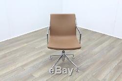 Kron Tan Brown Leather Executive Office Meeting Chairs