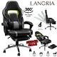 Langria Gaming Chair Racing Faux Leather High Back Chair With Footrest Headrest
