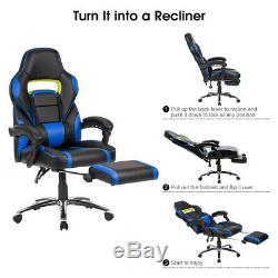 LANGRIA Gaming Racing Chair Office Executive Recliner Adjustable Faux Leather UK