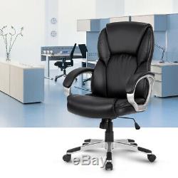 LANGRIA Mid Back Leather Office Chair Executive Swivel Computer Desk Chair Black