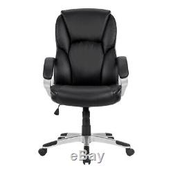LANGRIA Mid Back Leather Office Chair Executive Swivel Computer Desk Chair Black