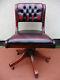 Leather Chesterfield Captains Desk / Office Chair Adjustable, Swivel, Tilt Action