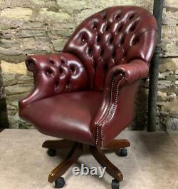 LEATHER CHESTERFIELD Directors Captains Admiral Swivel Office Desk Chair