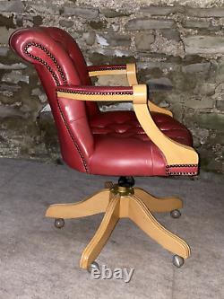 LEATHER CHESTERFIELD Directors Captains Swivel Office Desk Chair