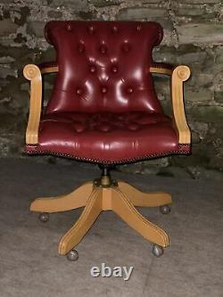 LEATHER CHESTERFIELD Directors Captains Swivel Office Desk Chair