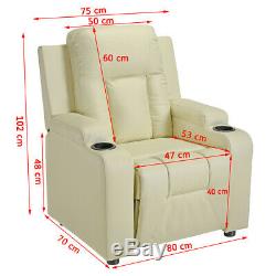 LEATHER RECLINER w DRINK HOLDERS ARMCHAIR SOFA CHAIR CINEMA GAMING OFFICE STUDIO