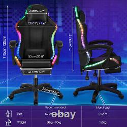 LED Gaming Leather Computer Chair Swivel Office Chair Recliner Desk Chair UK