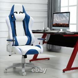 LED Light PU Leather Gaming Chair Thick Padding High Back with Removable Pillows