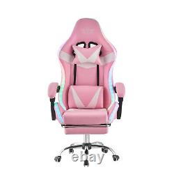 LED Lights Racing Gaming Computer Office Swivel Recliner Leather Chair