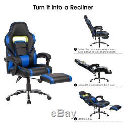 Langria Pace Reclining Leather Sports Racing Office Desk Chair Gaming Footstool
