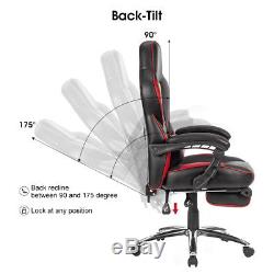 Langria Reclining Faux Leather Sports Racing Office Desk Chair Gaming Footstool