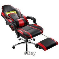 Langria Reclining Faux Leather Sports Racing Office Desk Chair Gaming Footstool