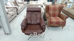 Large Brown Leather Swivel & Recline Office Chair RRP £699