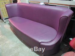 Large Designer Reception Sofa Boutique Style Purple Real Leather With Tub Chair