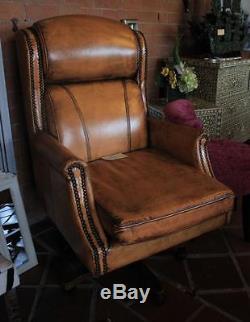Large Executive Office Chair Vintage Styling Distressed Style Leather