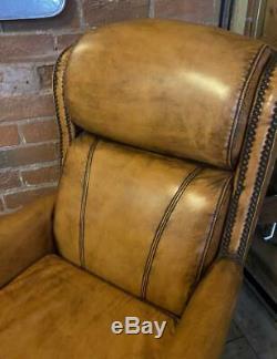 Large Executive Office Desk Chair Vintage Styling Distressed Style Leather