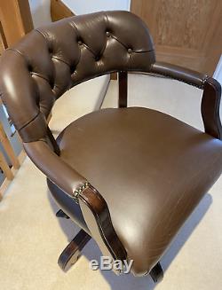 Laura Ashley Captains Leather Chesterfield Office Chair