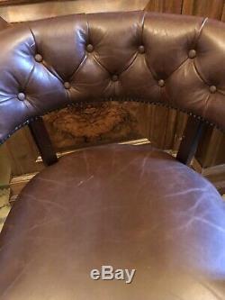 Laura Ashley Franklin Brown Leather Swivel Captains Office Chair