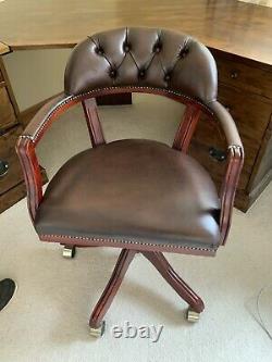 Laura Ashley Franklin Chesterfield Leather Captain Office Tilt and Swivel Chair