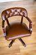 Laura Ashley Franklin Office Chair In Brown Leather, Chair Fine But Damaged Legs