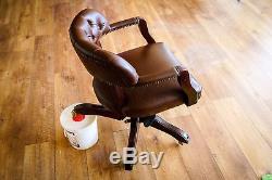 Laura Ashley Franklin Office Chair in Brown Leather, Chair fine but damaged Legs