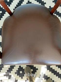 Laura Ashley Leather & Solid Wood Swivel Office Chair