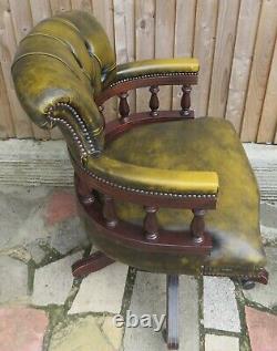 Leather Bankers Office Chair Emerald Green Very Good Condition