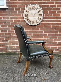 Leather CHESTERFIELD Admiral Armchair Office Library Chair Oak 1930s Distressed