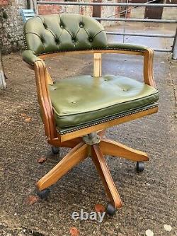 Leather Captains Swivel Chair On Castors, Office / Desk Chair
