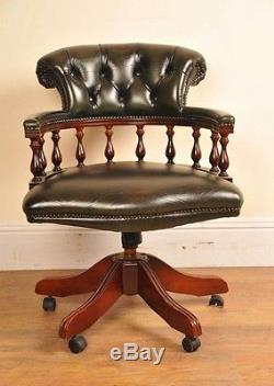 Leather Captains Tub Chair Swivel Office