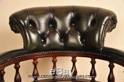 Leather Captains Tub Chair Swivel Office